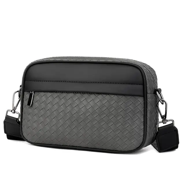 CrossBody Bag Weaving Texture — Grey - Black